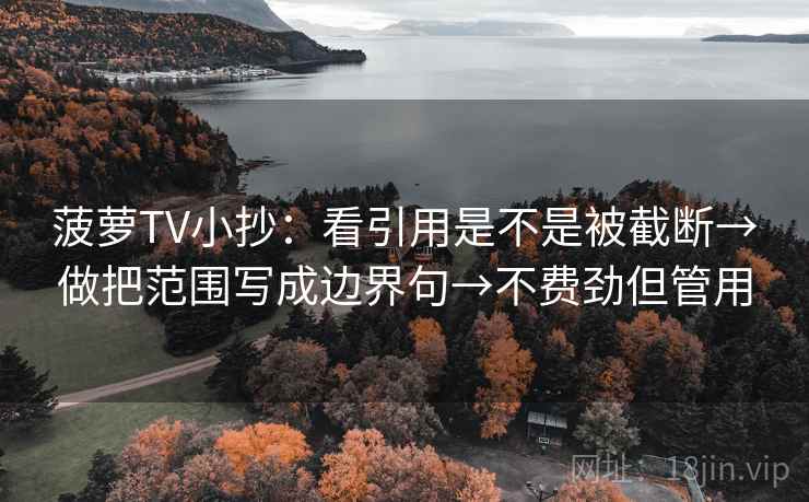 菠萝TV小抄：看引用是不是被截断→做把范围写成边界句→不费劲但管用
